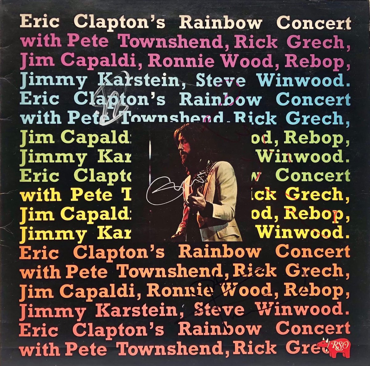 myRockworld memories - on this Day 1973 - Eric Clapton made his stage comeback at the Rainbow Theatre, London

Vinyl signed by Eric Clapton, Pete Townshend, Steve Winwood and Ronnie Wood