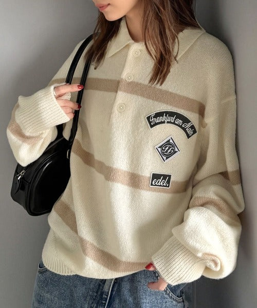 ElfClassical's tweet image. ／
魅せる、トラッド感。
＼

✓ワッペンデザインラガーポロニット(jv1029131)
チクチクしにくい柔らかなポリエステルニットで仕上げた、ラガーポロデザインのトップス。
胸元のオリジナルワッペンがアクセントに✨
ゆるっとラフに着られる一着です。

#クラシカルエルフ #プチプラ