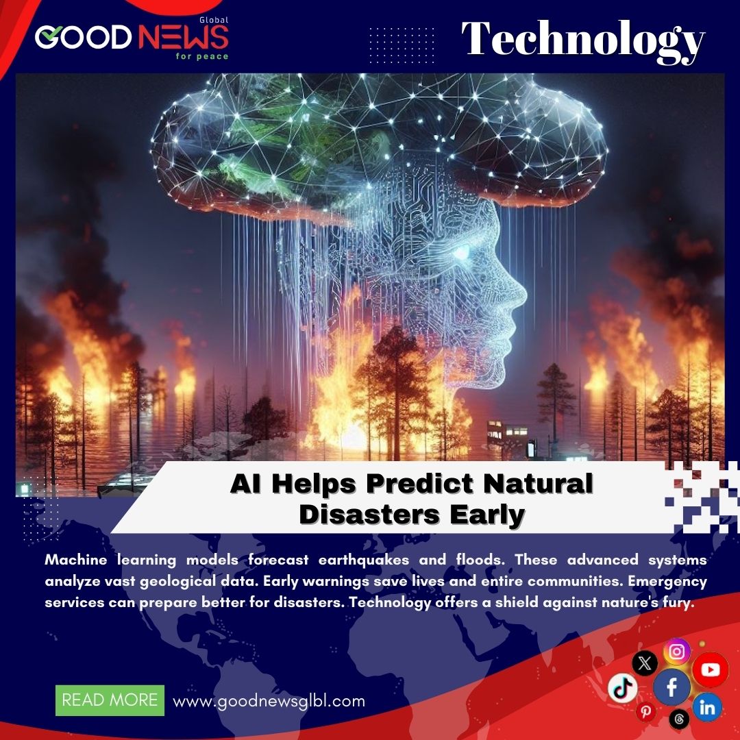 goodnewsglbl's tweet photo. AI Helps Predict Natural Disasters Early...
Machine learning models forecast earthquakes and floods. These advanced systems analyze vast geological data. Early warnings save lives and entire communities. 
#TechForGood #InnovationNews #GlobalTechnology #PositiveTech #FutureOfTech https://t.co/N7Zqdz0JL7