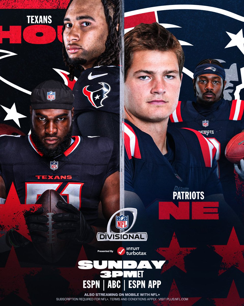 Texans. Patriots.

A spot in the AFC Championship Game awaits.
