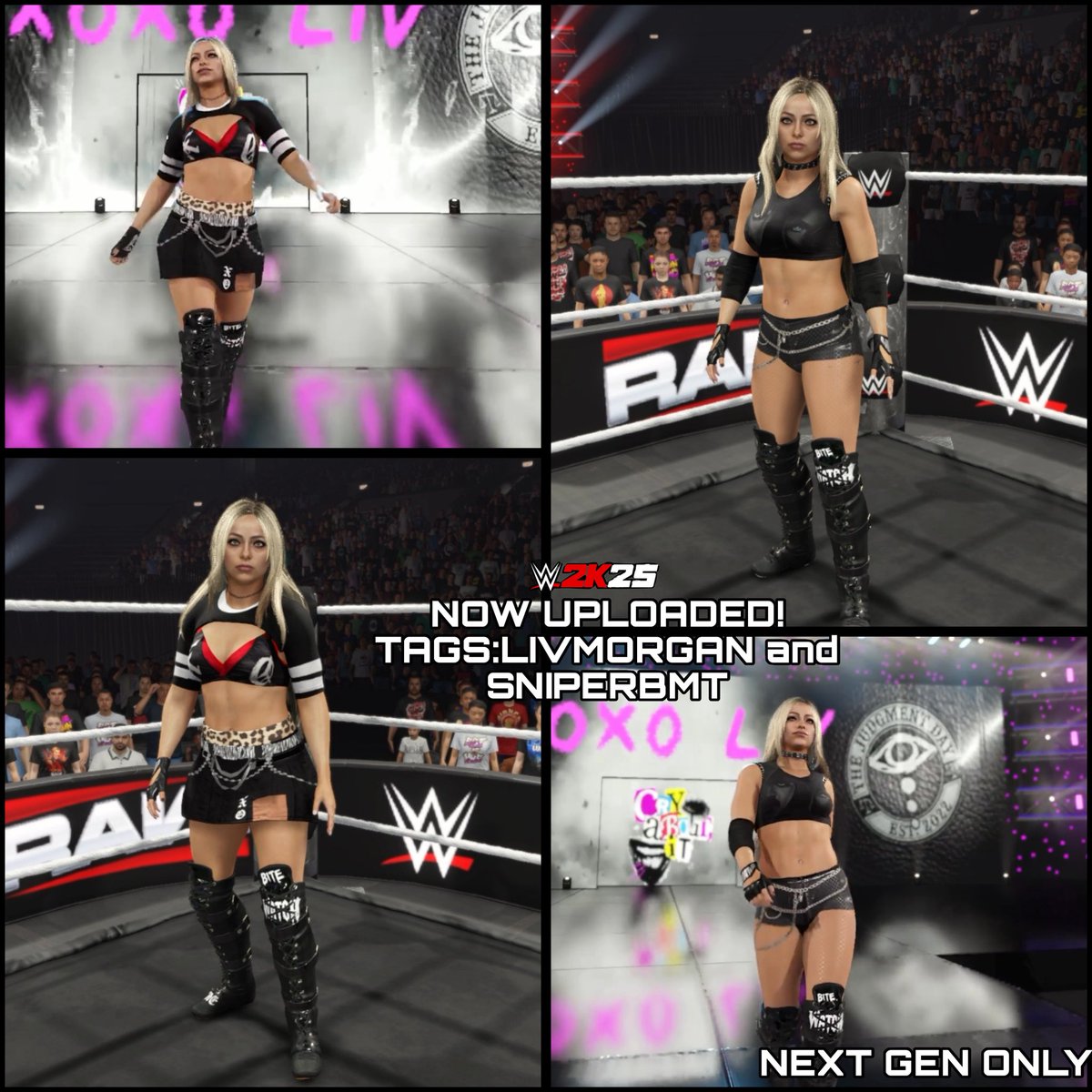 SniperBMT2K's tweet image. Liv Morgan Glasgow Tour and RAW 1/12/2026 gear are Now Uploaded! #WWE2K25

TAGS
-LIVMORGAN
-SNIPERBMT

Includes
-Gear from Glasgow tour
-Gear from recent 1/12/2026 episode of Raw

(Gotchu guys quick with this one!)
