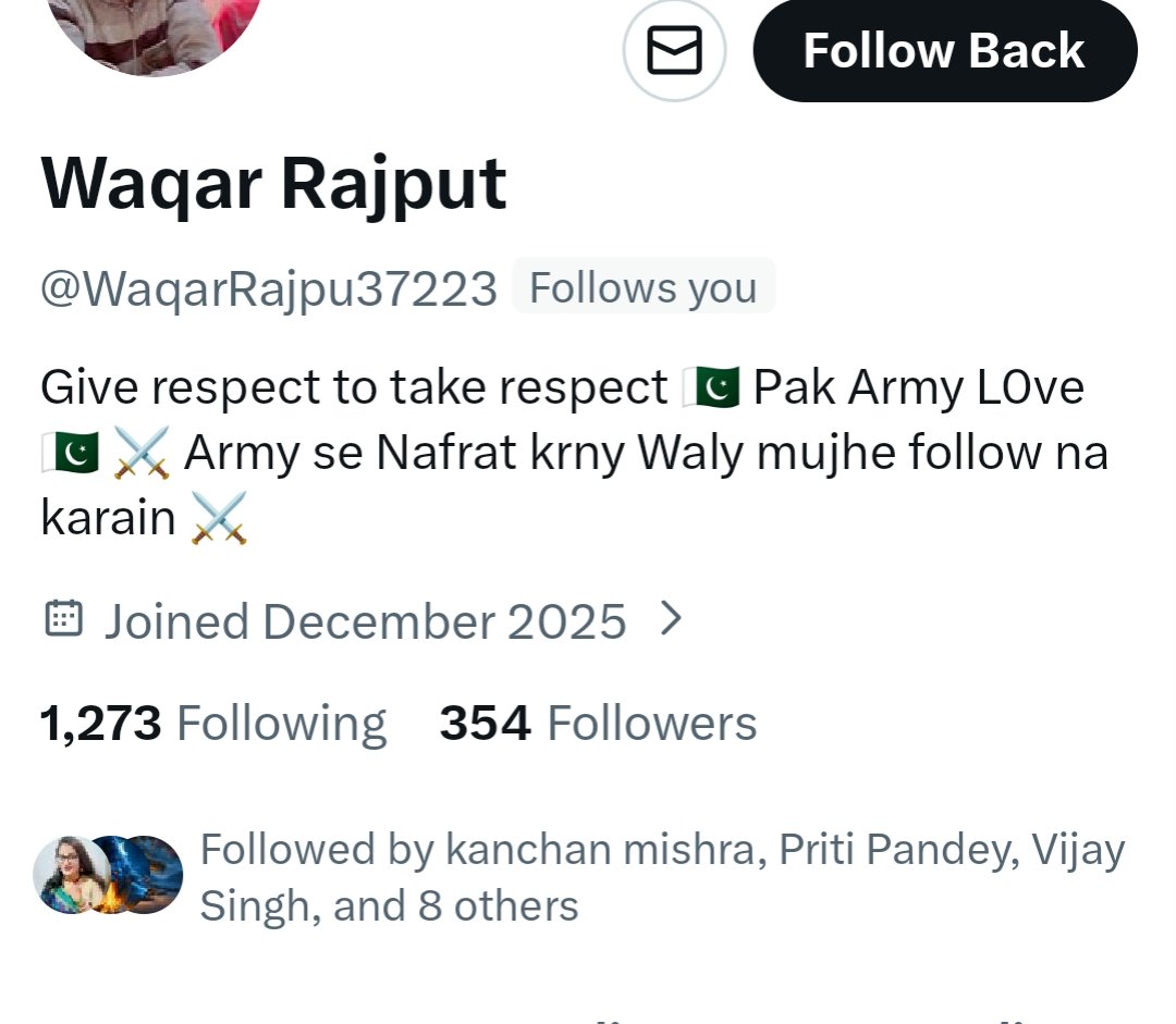 नमस्ते दोस्तो।
जिस जिस ने भी इसे फॉलो या फॉलो बैक कर रखा हो इसे हटा दो। <a href="/anuragtiwari/">Anurag Tiwari</a> follow or Follow Back के चक्कर में ऐसे लोगों का कभी भी प्रमोट नहीं करना चाहिए। जो हमारे देश या हमारे ख़िलाफ़ हो, इसने Bio में साफ-साफ लिख रखा है। की उसे फॉलो न करे, फिर भी कुछ hutiye फॉलो किए है