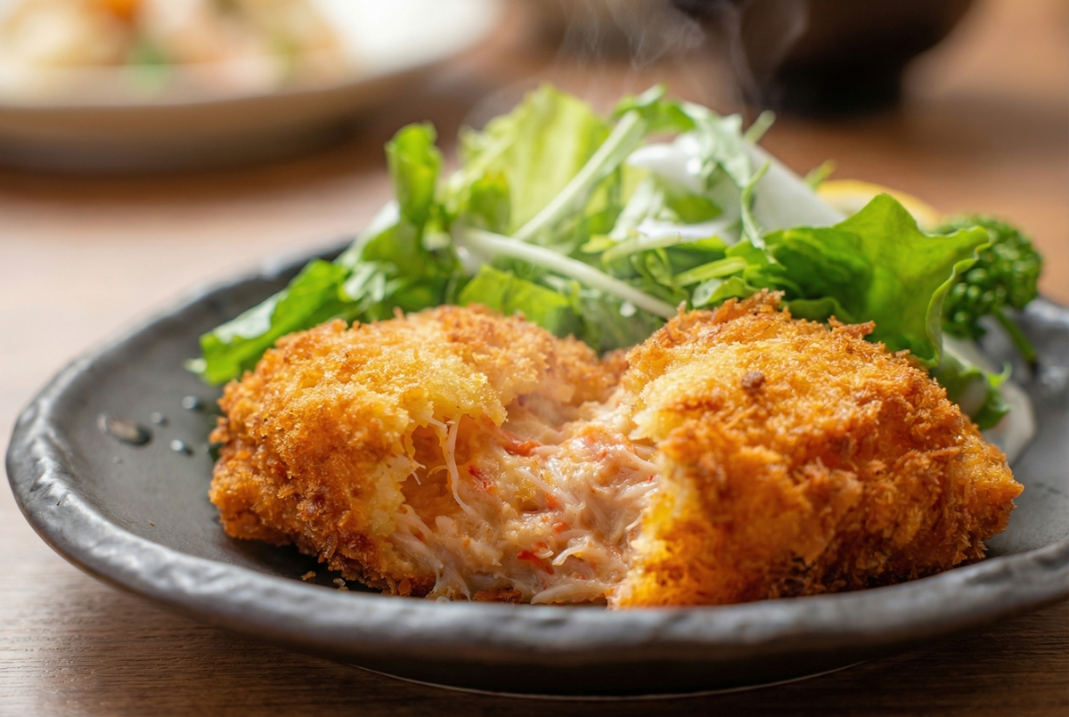 hakoeve_info's tweet image. 函館には、カニクリームコロッケと言いながらカニの身がパンパンに詰まっていて、クリーム部分がほとんどないコロッケがあります。通常の逆。

今日（13日）のヒルナンデスで、いとうあさこさんと大久保佳代子さんが食べていたのがそれ。函館朝市ひろば「荒木商店」に寄ってみてね。