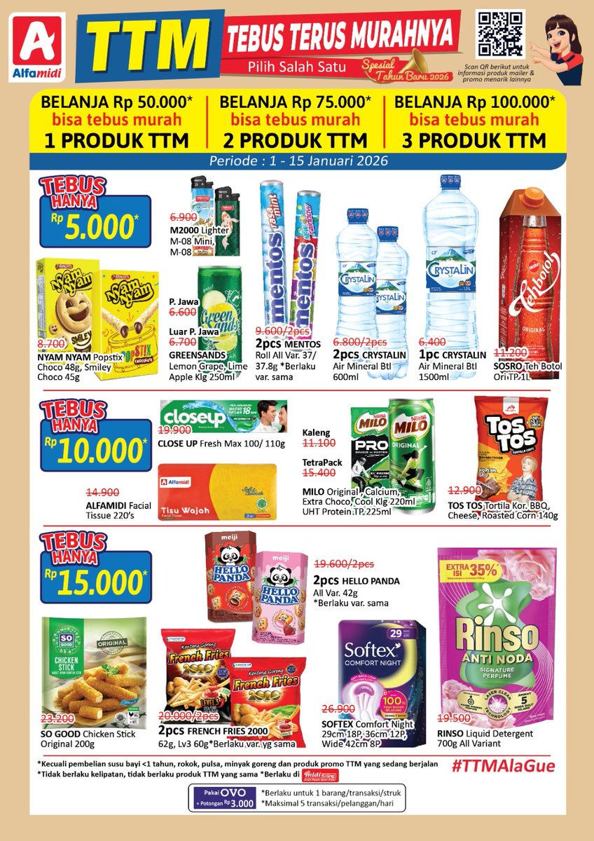 Haloo warga Manado! Belanja di Alfamidi dan Tebus Terus Murahnya. Periode 1-15 Januari ini menarik banget lho. Cek yuk

#alfamidi #tebusterusmurahnya