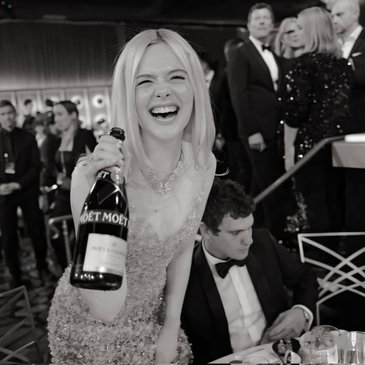ashotmagazine's tweet image. Elle Fanning photographed by Greg Williams at the 2026 Golden Globes.