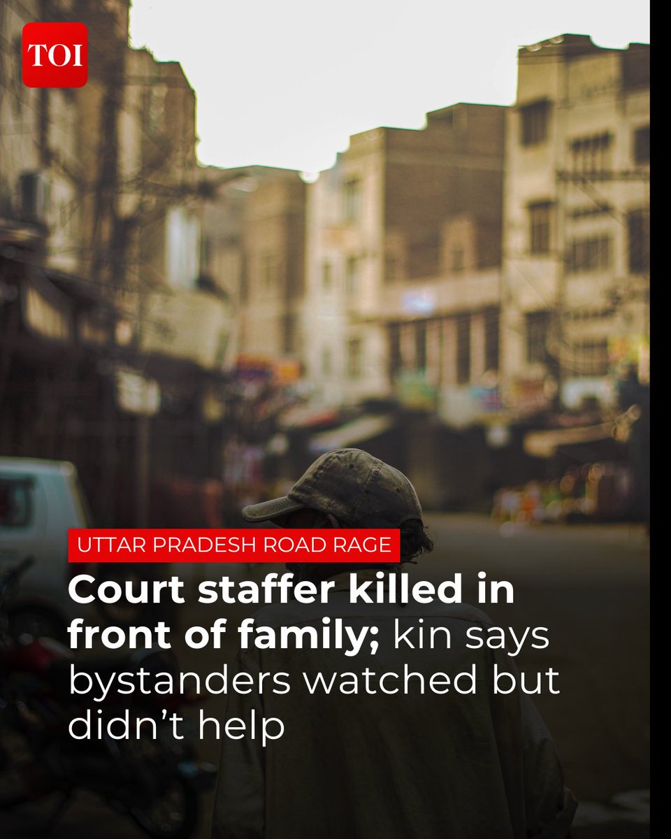 timesofindia's tweet image. #UttarPradesh | A 38-year-old man, who worked as a stenographer at the civil court in #Amroha, was beaten to death in front of his family and in full public view on National Highway-9 near the city, in a #road rage incident

More details 🔗toi.in/IcaBFY