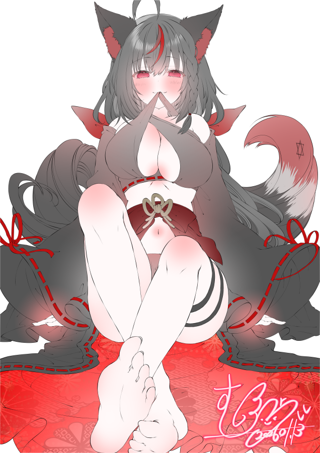 「黒フブキちゃんの線画と色分けできた(*˘︶˘*).。.:*」|むーのイラスト