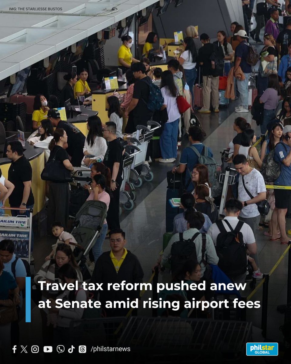 PhilstarNews's tweet image. LIFT THE BURDEN ON ORDINARY FILIPINO TRAVELERS

A measure to remove the travel tax on economy class passengers has been pushed at Senate, arguing that it adds an undue financial burden on ordinary Filipinos.

Sen. Raffy Tulfo said Senate Bill 88, which he filed, seeks to a wider…