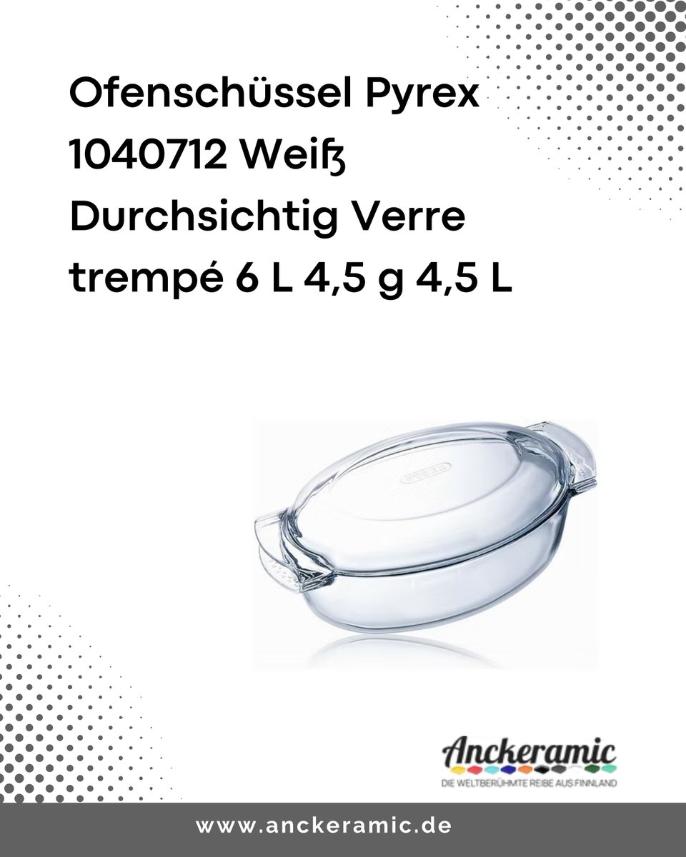 anckeramic's tweet image. Pyrex Ofenschüssel 6L Weiß/Durchsichtig | Vielseitige Glas-Backheldin 🍲✨ —

#kochen #backen #pyrex #anckeramic #auflaufform #küchenliebe #familydinner #glasschüssel #mealprep #hitzebeständig #germany 

🛒 Jetzt bestellen: anckeramic.de/product-page/o…