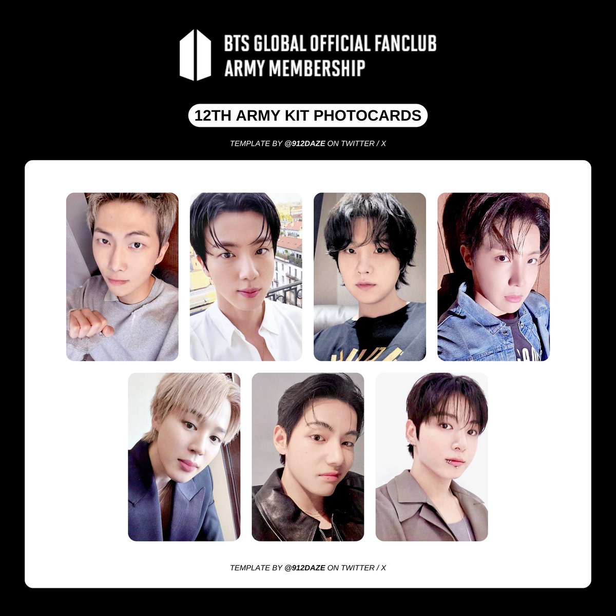 912daze's tweet image. BTS 12th ARMY Membership Kit Photocard Template 🖤