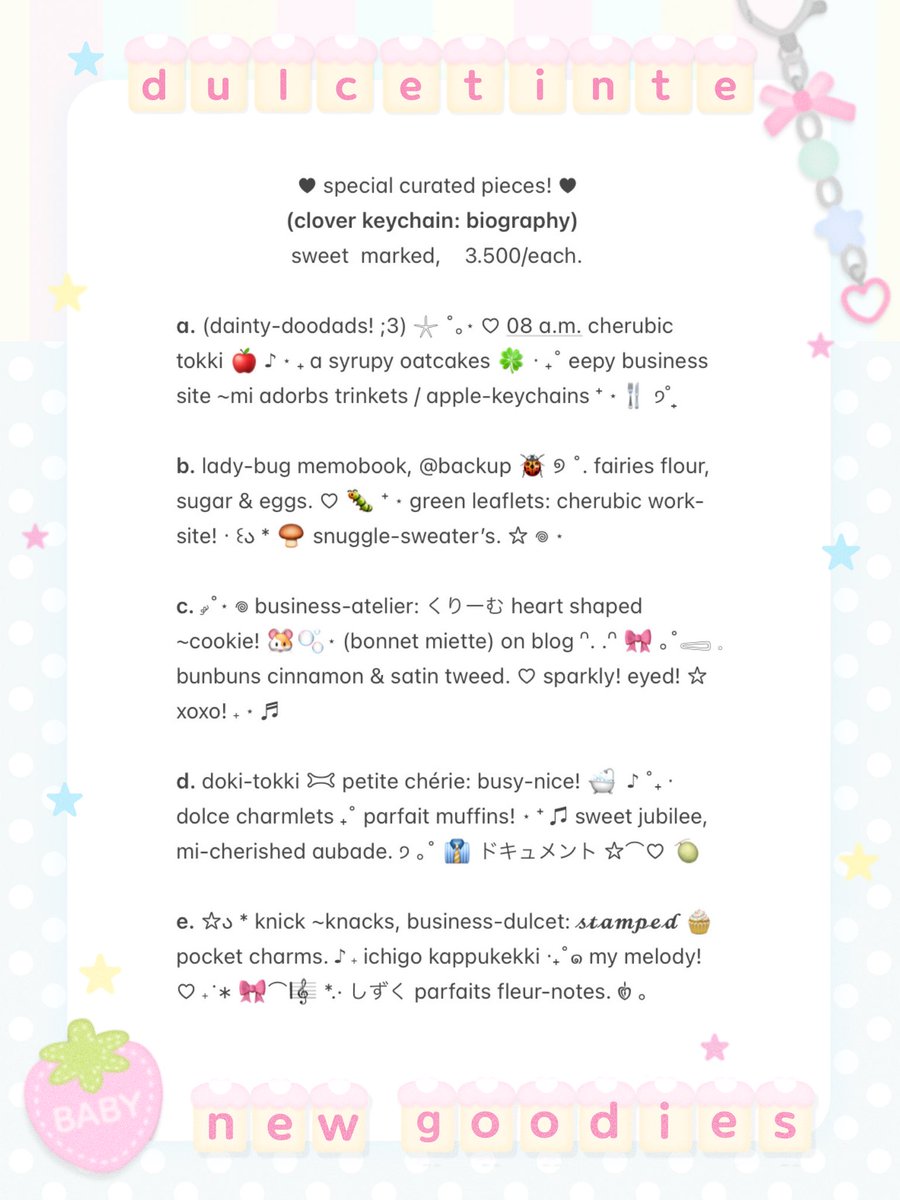 dulcetinte's tweet image. any interaction are very appreciated. ♡
t. #zonauang #zonaba #zonajajan

hmlo!  surat  terbuka  untuk  penggemar-wording:  dulcetinte  ada  ready  stock  biography  for  ba.  ;33 boleh ganti type accz. ☆ 🐞 hanya 3.5k/each,  get yours by knocking &amp;lt; my dm or t.ele!  &amp;gt; 🎀 ੭  ̊