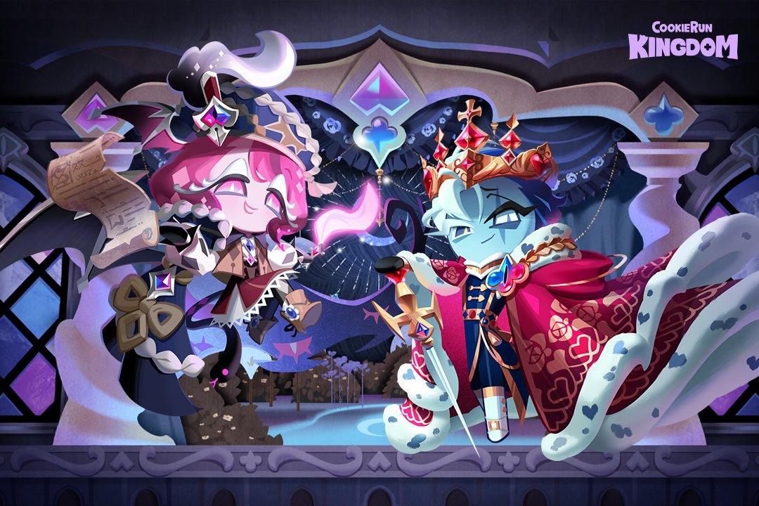 #ShadowMilkCookie and #EternalSugarCookie's "A Script Writ in Fated Discord!"📜
Check out their new Legendary Costumes in the next update!✨

🔮#DarkEnchantressCookie
🧪#MoldDoughCookie
🏰5th Anniversary Festival
🌟Starspire of Resonance
🍪Dominion of the Beasts Part 2
👚2 New