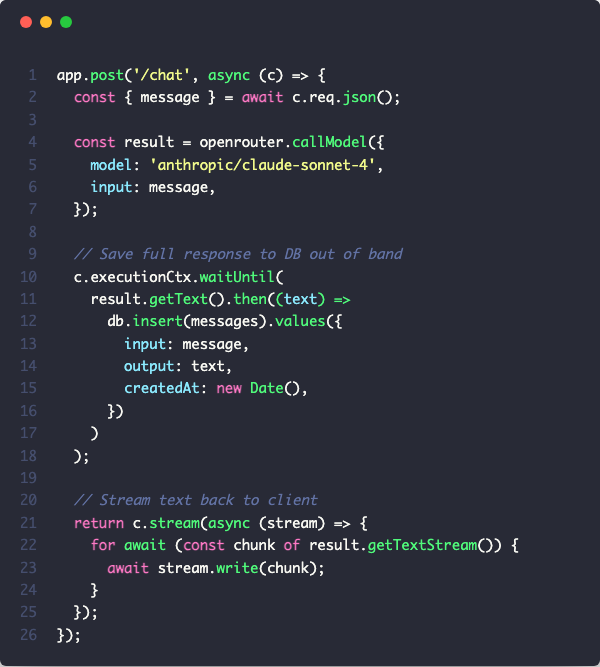 Stream plus DB logging