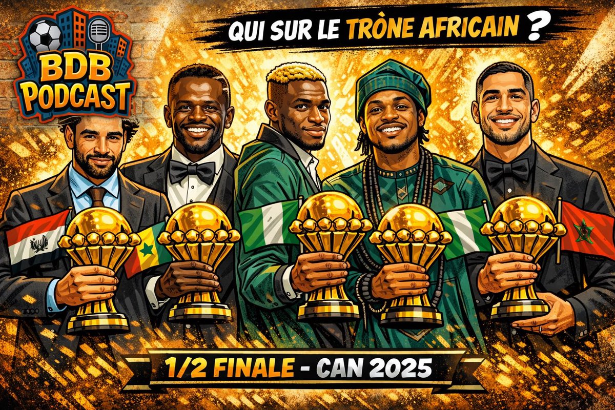 bdbpodcastfoot's tweet image. 🔥 SPÉCIAL CAN – 1/2 FINALES 🔥

🎯 Programme :
– Débat sur le niveau de cette CAN
-Salah 🆚 Mané, remake historique.
- Le Maroc rêve d’une finale.
- Le Nigeria impressionne.
– Projection sur la finale possible

Disponible maintenant (lien en commentaire)  🔽🔽