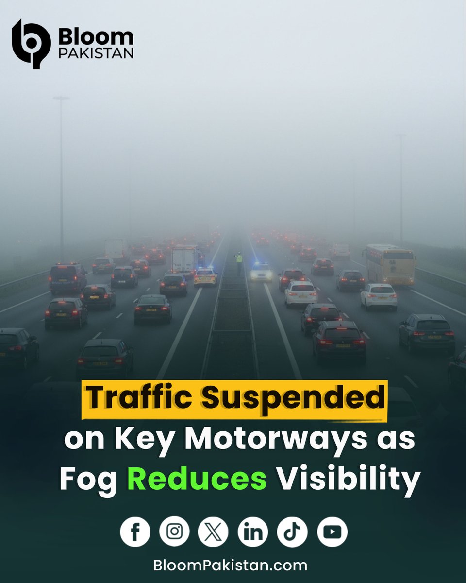 bloom_pakistan's tweet image. Traffic Suspended on Key Motorways as Fog Reduces Visibility...

Read More: bloompakistan.com/motorways-clos…

#Fog #TrafficSuspended #MotorwayUpdate #LowVisibility #RoadSafety #WeatherUpdate #PakistanNews