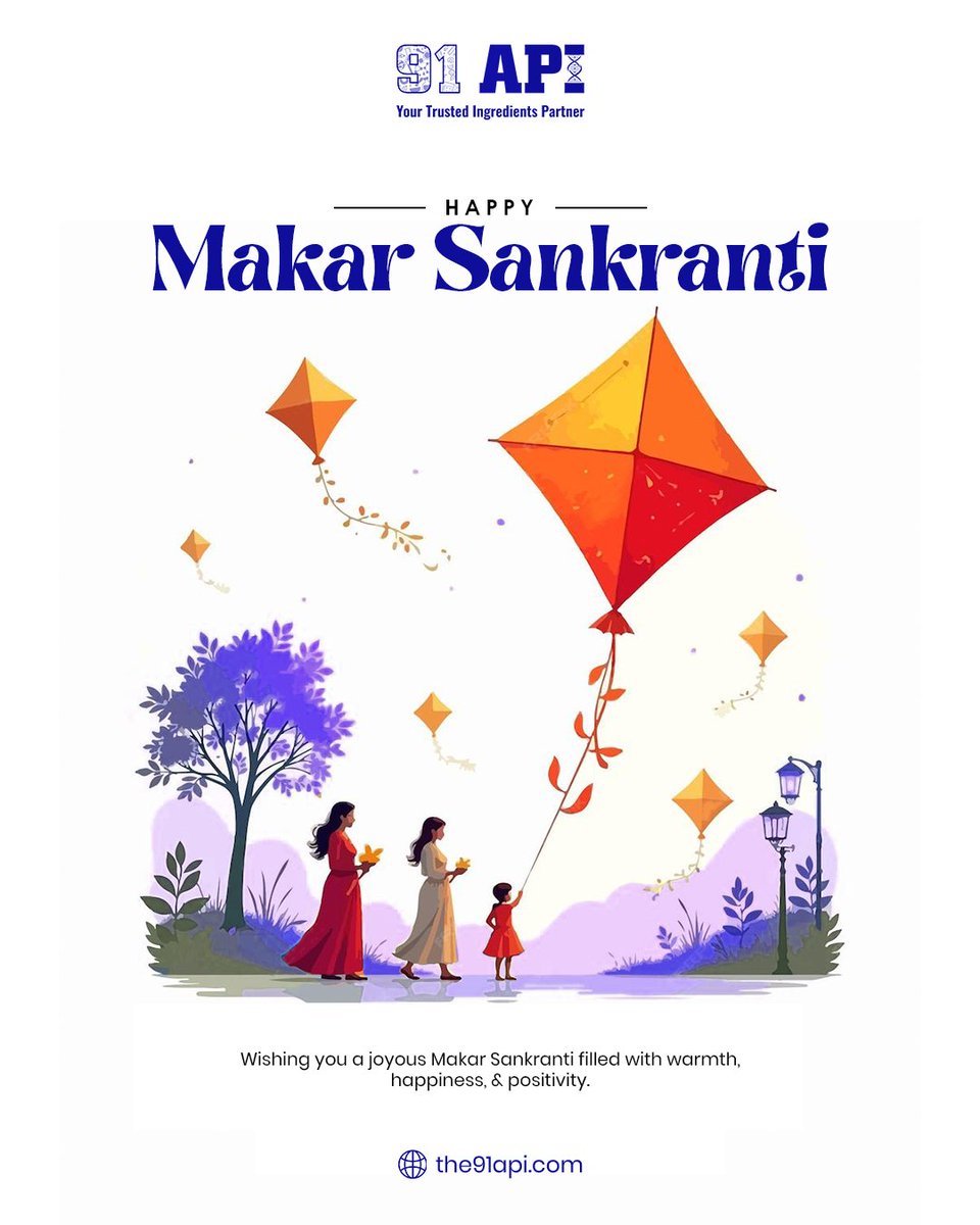 the91Api's tweet image. May this Makar Sankranti lift your goals higher and bring success, positivity, and new beginnings. 🪁
Build stronger products with 91API – Your Trusted Ingredients Partner.

#MakarSankranti #91API #FlyHigh #TrustedIngredients #FestiveGreetings