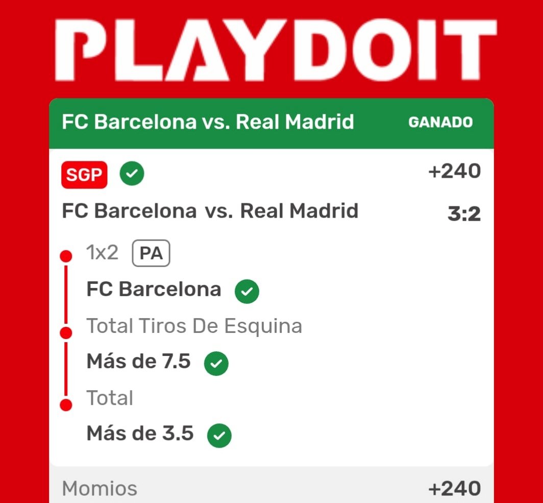 Cuervo_Tips's tweet image. ¡LECTURA DE CLÁSICO! ✅🔵🔴
​No solo ganamos, lo hicimos con precisión quirúrgica. Cobramos este parlay de momio +240 en el Barcelona vs Real Madrid:
​✅ Victoria del Barça (3-2)
✅ Más de 7.5 Córners
✅ Más de 3.5 Goles totales
​Día redondo, semana perfecta. ¿Quién más durmió…