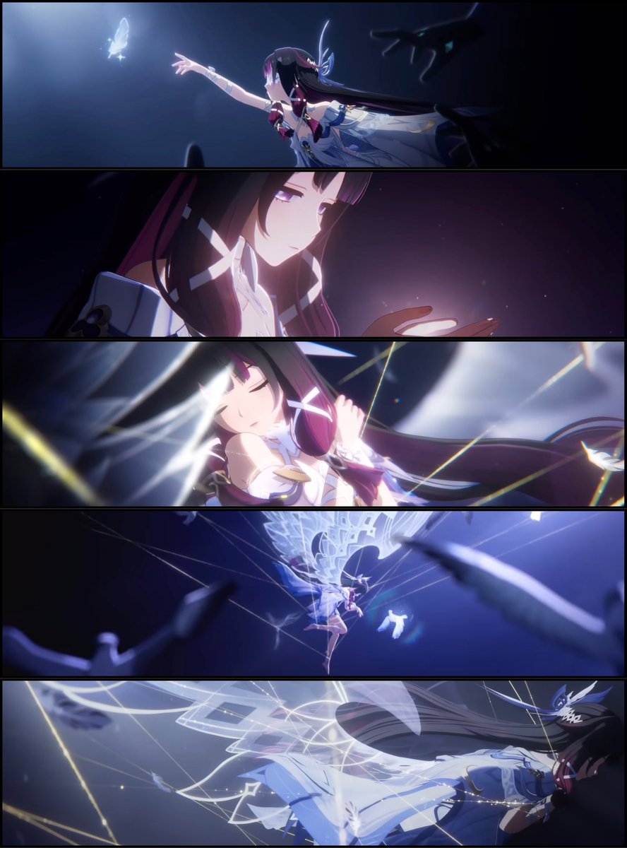 Soul_StormOP's tweet image. God Columbina’s trailer was so beautiful and deeply poetic. Not a single word was spoken yet so much was said (this is my interpretation):
.
The trailer starts in a possibly metaphoric liminal space between her two worlds; the Frost Moon and Teyvat, unsure of where her heart…