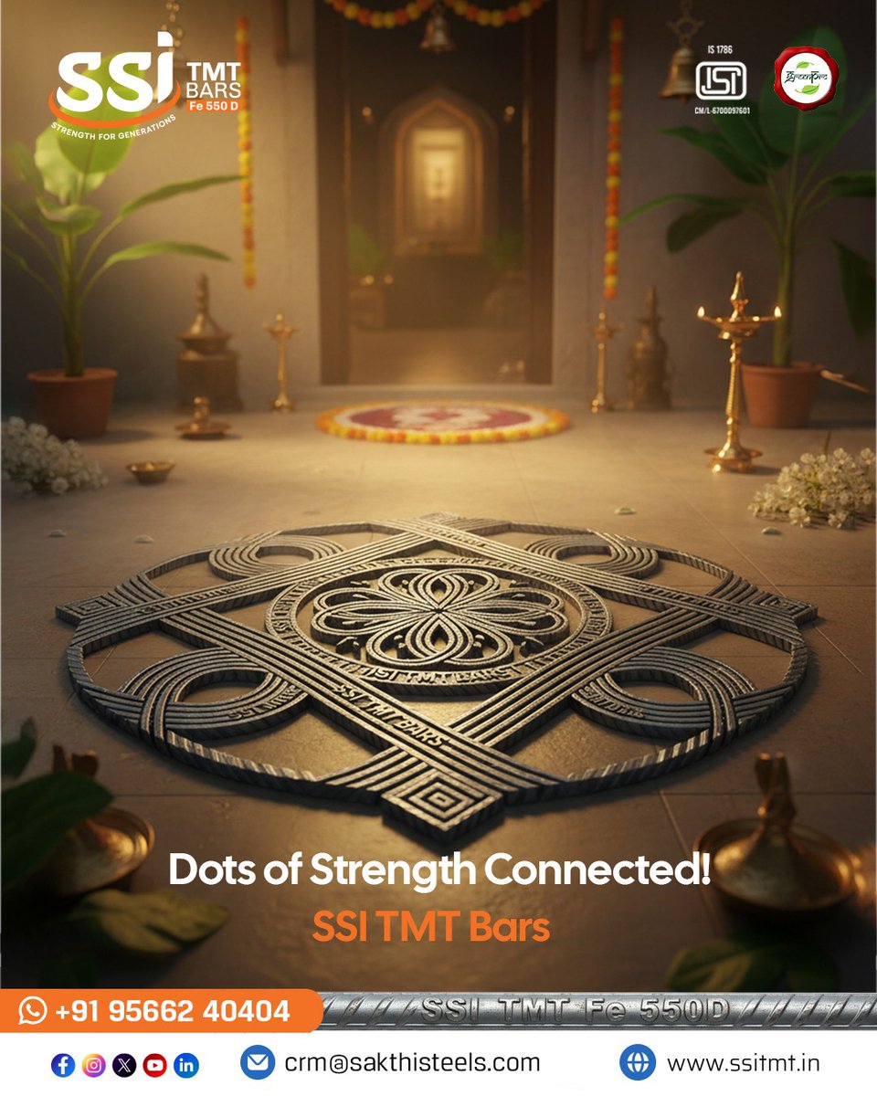 ssitmtbar's tweet image. Every strong structure is built on perfect connections. With superior bonding and uniform strength, SSI TMT Bars ensure every point stands united and unbreakable.

Call: +91 9566240404
Visit us: crm@sakthisteels.com

#SSITMT #BuildWithConfidence #Fe550DSteel #ISICertified