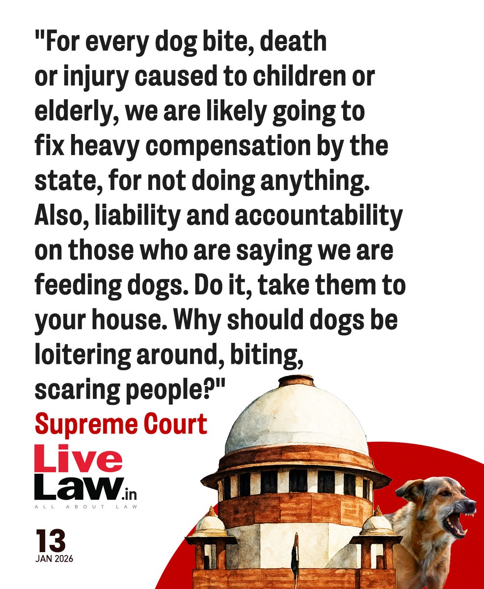 The Supreme Court on Tuesday indicated that it may impose liability on both civic authorities and dog feeders for any injury or death caused by stray dog attacks.

 Read more: zurl.co/HwbpG 
#supremecourt #straydog