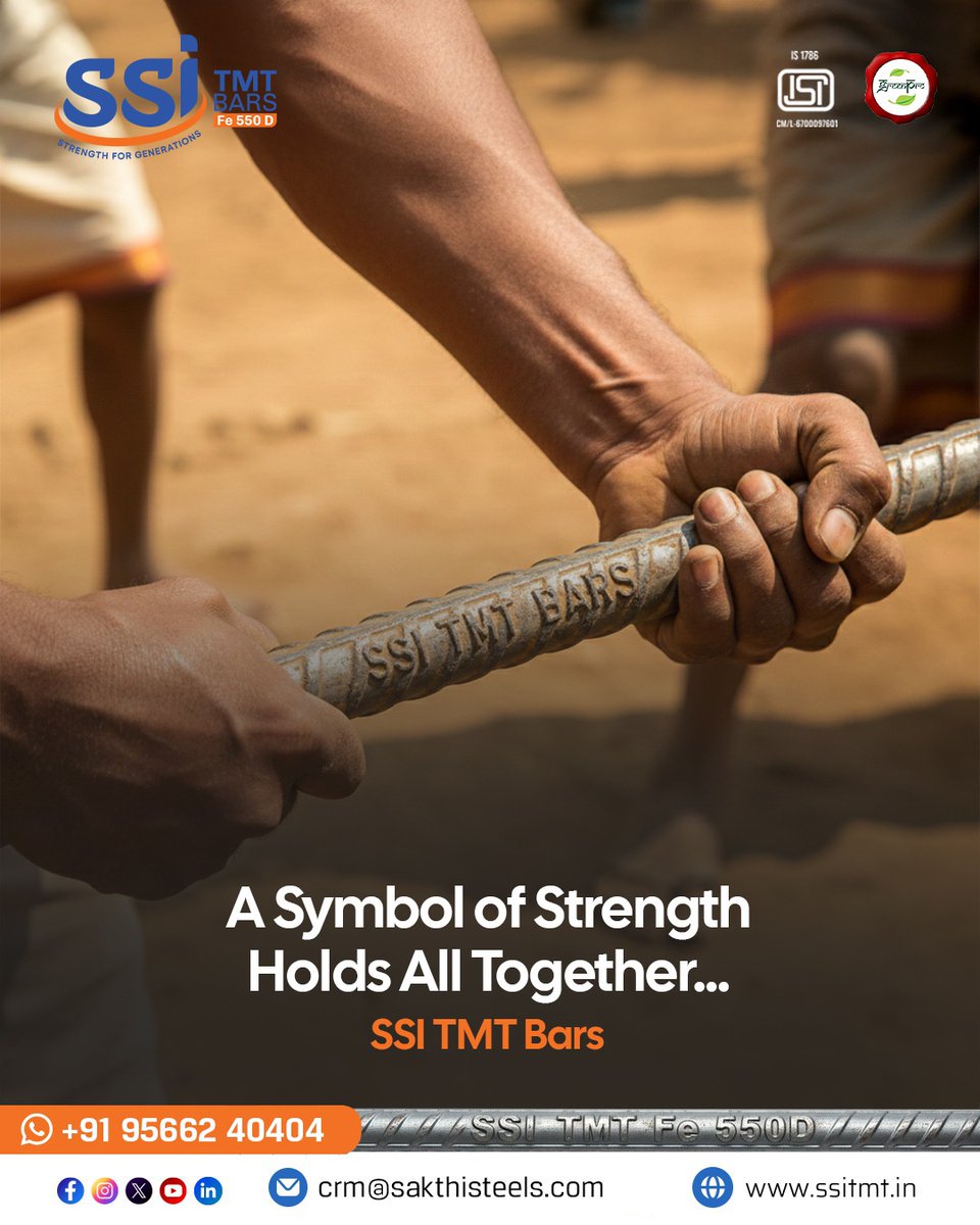 ssitmtbar's tweet image. Holding Your World Together! Strength is not just seen, it is felt in every grip, every joint, every foundation. SSI TMT Bars bind structures together with unwavering reliability and trust.

Call: +91 9566240404
Visit us: crm@sakthisteels.com

#SSITMT #BuildWithConfidence