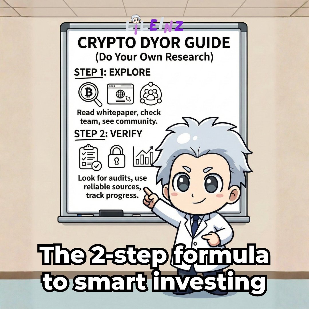 lileinz's tweet photo. Research is key, especially in the crypto world. 💡
Step 1: DYOR (Do Your Own Research)!
Before buying, make sure you know exactly what you're investing in. 🔍

#DYOR #CryptoEducation #CryptoResearch #SmartInvesting #LilEinz #CryptoSimplicity https://t.co/Wl7gWmCwm2