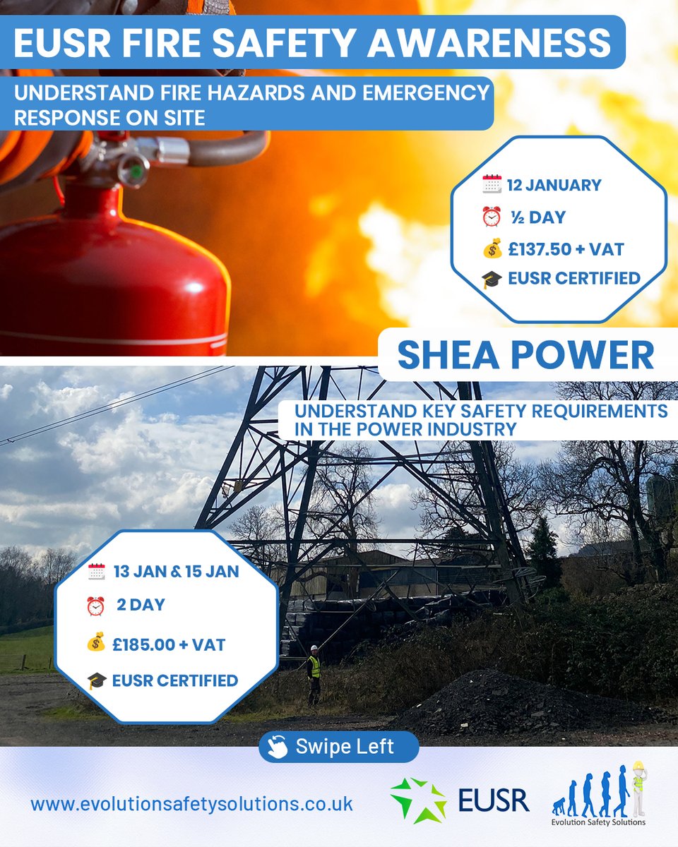 ESafetySolution's tweet photo. January Week 3 Training – Start the Year Safer &amp; Smarter
Boost team confidence and on-site performance with accredited safety training for UK utilities and constructio
Book now: https://t.co/od6em338hv
#WorkSafeUK #EUSRTraining #SafetyCourses #SHEAWater #EvolutionSafetySolutions https://t.co/0UZcmqkm8k