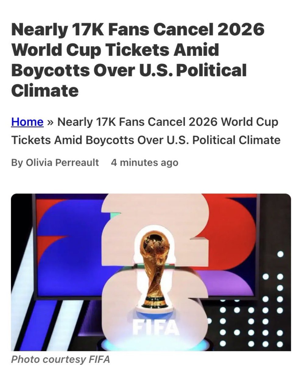 Overnight 16,800 fans cancelled their FIFA World Cup 2026 tickets.