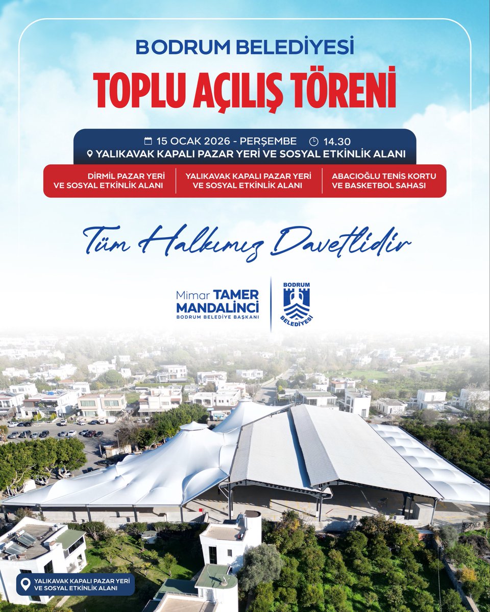 MandalinciTamer's tweet photo. Cumhuriyet Halk Partisi Genel Başkan Yardımcımız Sayın Gökan Zeybek, Kıyı Ege Belediyeler Birliği ve Muğla Büyükşehir Belediye Başkanımız Sayın Ahmet Aras’ın teşrifleriyle; 15 Ocak Perşembe günü saat 14.30’da Yalıkavak Kapalı Pazar Yeri ve Sosyal Etkinlik Alanı’nda Toplu Açılış Törenimizi gerçekleştiriyoruz.
Bodrumumuza kazandırdığımız yeni projelerin heyecanını ve gururunu hep birlikte yaşamak için tüm halkımızı açılış törenimize bekliyoruz.