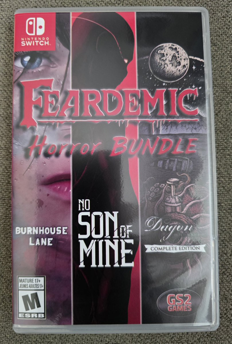 Feardemic Horror Bundle (USA) from <a href="/feardemic/">Feardemic</a> is 00 revision with the following versions:
Burnhouse Lane: 1.0.3
Dagon: Complete Edition: 1.4
No Son of Mine: 1.0.4
All are complete on cart and the Dagon DLC is on cart. All launch on Switch 2.