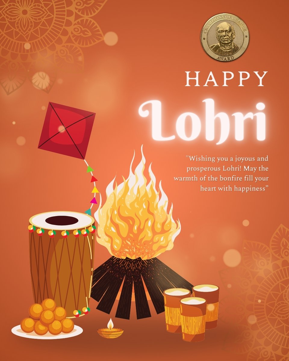 May this Lohri bring prosperity, happiness, and good harvests into your life.
Happy Lohri to you and your family!

#happylohri #lohriwishes #lohri2026 #harvestfestival #bonfirevibes #punjabifestival #championsofchangeaward