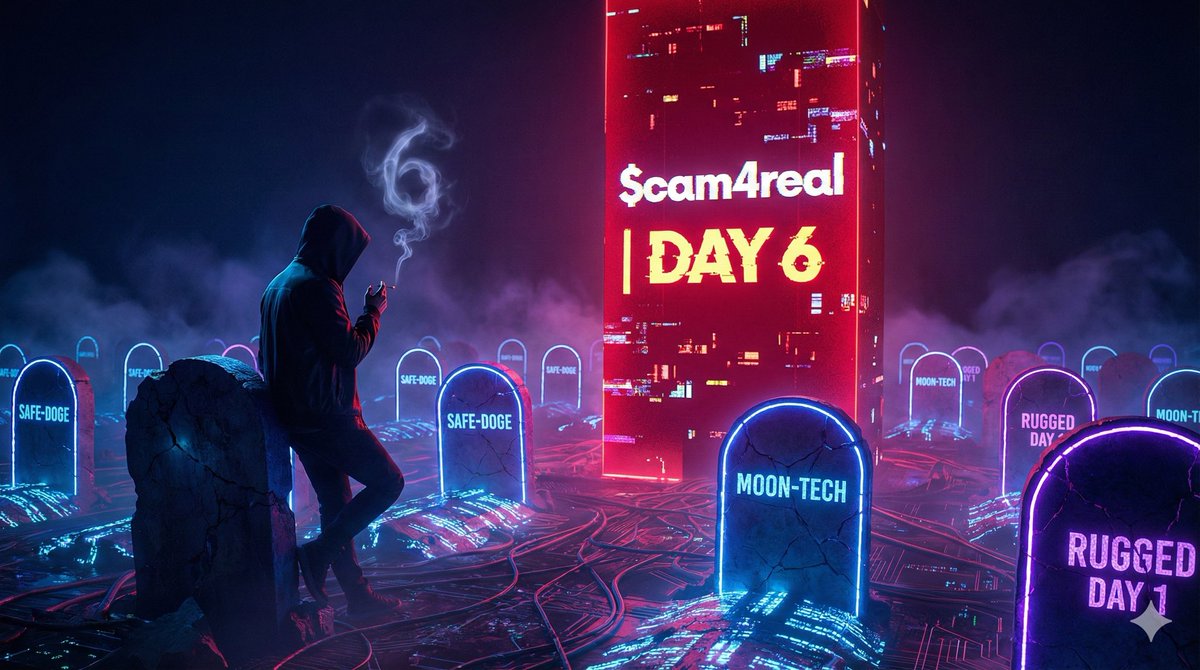 scamforeal's tweet photo. It’s Day 6. We were supposed to be dead by Day 2. The 'Safe' coins are for the victims. $scam4real is for the legends who can handle the truth. Day 6 and counting. The glitch continues. 🚬 #Solana #memecoin #crypto #scam #pumpfun #diamondhands #Antirug #Honestmeta #Thetruth #Dexscreener #CT #SOL