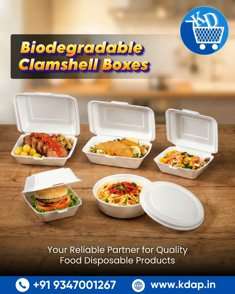 Kdap_in's tweet image. Upgrade your food packaging with Biodegradable Clamshell Boxes designed for modern food businesses.

📞 +91 93470 01267
🌐 kdap.in

#BiodegradablePackaging #ClamshellBoxes #EcoFriendlyPackaging #FoodDisposables #SustainableFoodPackaging #kotharidistributors