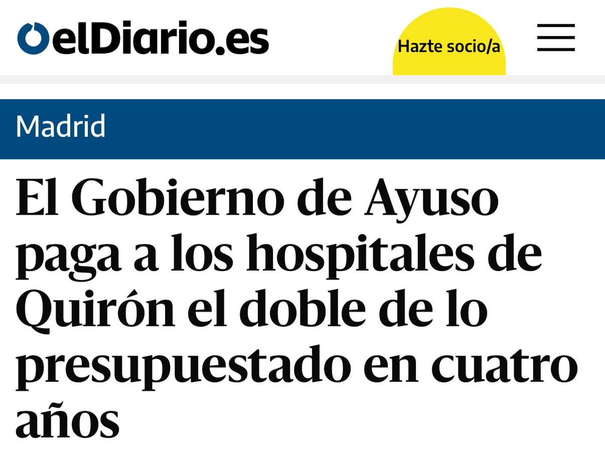 JulenBollain's tweet image. Madrid es una barra libre para Quirón. Presupuestan 2.543 millones de euros y acaban pagando casi el doble, 4.803 millones (2021-2024).

La pública, colas y recortes. Quirón, con “Alberto Burnet”, alfombra roja.

Son depredadores de lo público.
