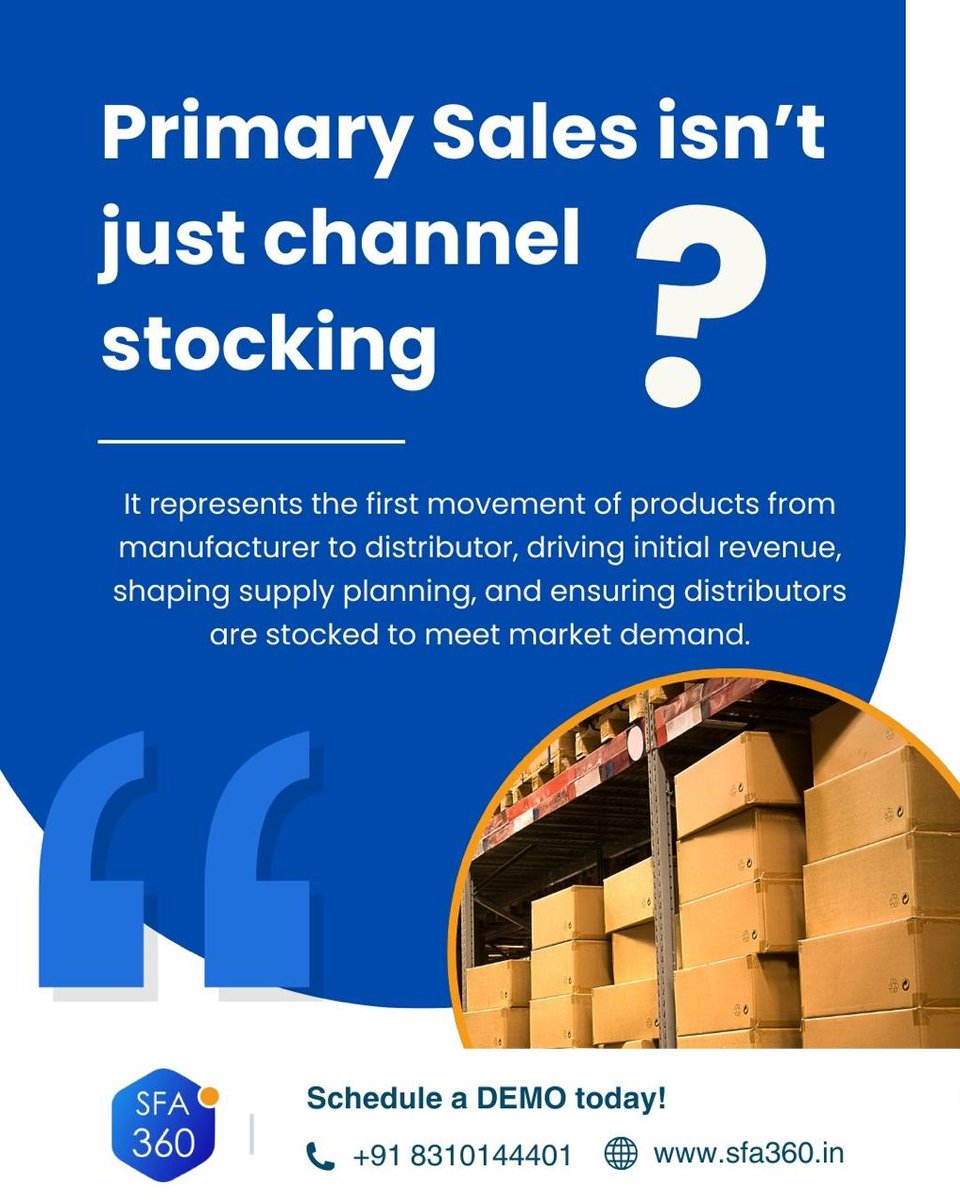C_SQUARE_INFO's tweet image. Primary sales is where the real journey begins — moving products from manufacturers to distributors, fueling revenue and setting the foundation for strong market demand. 📦

💼 Schedule a demo today!
📞 8310144401
🌐 sfa360.in

#csquare #erpforpharmacies #sfa360