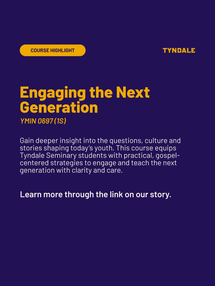 Seminary students—here’s your chance to deepen your calling.
Explore Developing Intercultural Competency for Ministry, Engaging the Next Generation, Prison Epistles, and 1 &amp; 2 Corinthians.
Grow your wisdom. Strengthen your ministry.
Register today. www2.tyndale.ca/seminary/summe…