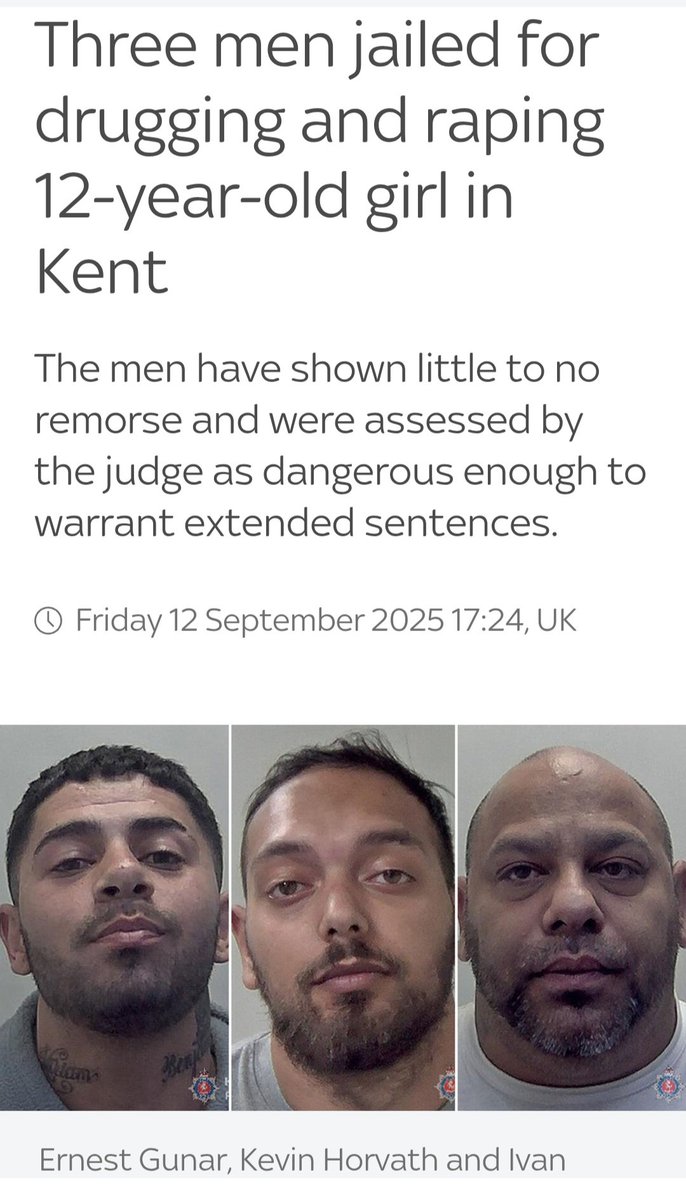 DonnaLouise1212's tweet image. These three dirty savages, kidnapped &amp;amp; gang raped a 12 year old girl over a 3 day period.

Three men who drugged and raped a 12-year-old girl in Kent have been jailed for more than 50 years in total.

Kevin Horvath, 26, and Ivan Turtak, 38, first saw the victim in a supermarket…