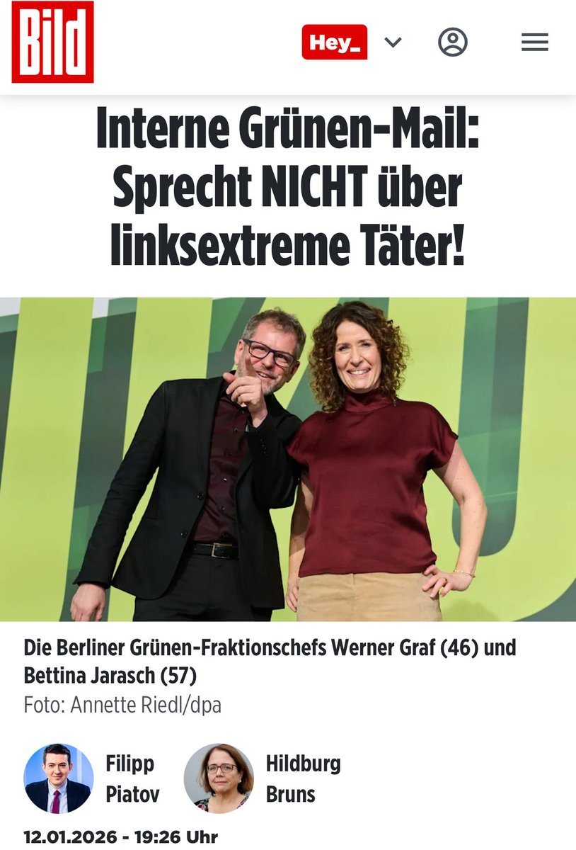 Bitte teilen, wenn auch Sie wollen, dass über die linksextremistischen Täter der #Vulkangruppe gesprochen wird, was #DieGruenen nicht wollen. 

„Wörtlich heißt es in der Grünen-E-Mail: ‚NICHT Täter*innen/Ermittlungen in den Mittelpunkt ziehen‘.“ #Linksextremismus #Wegner