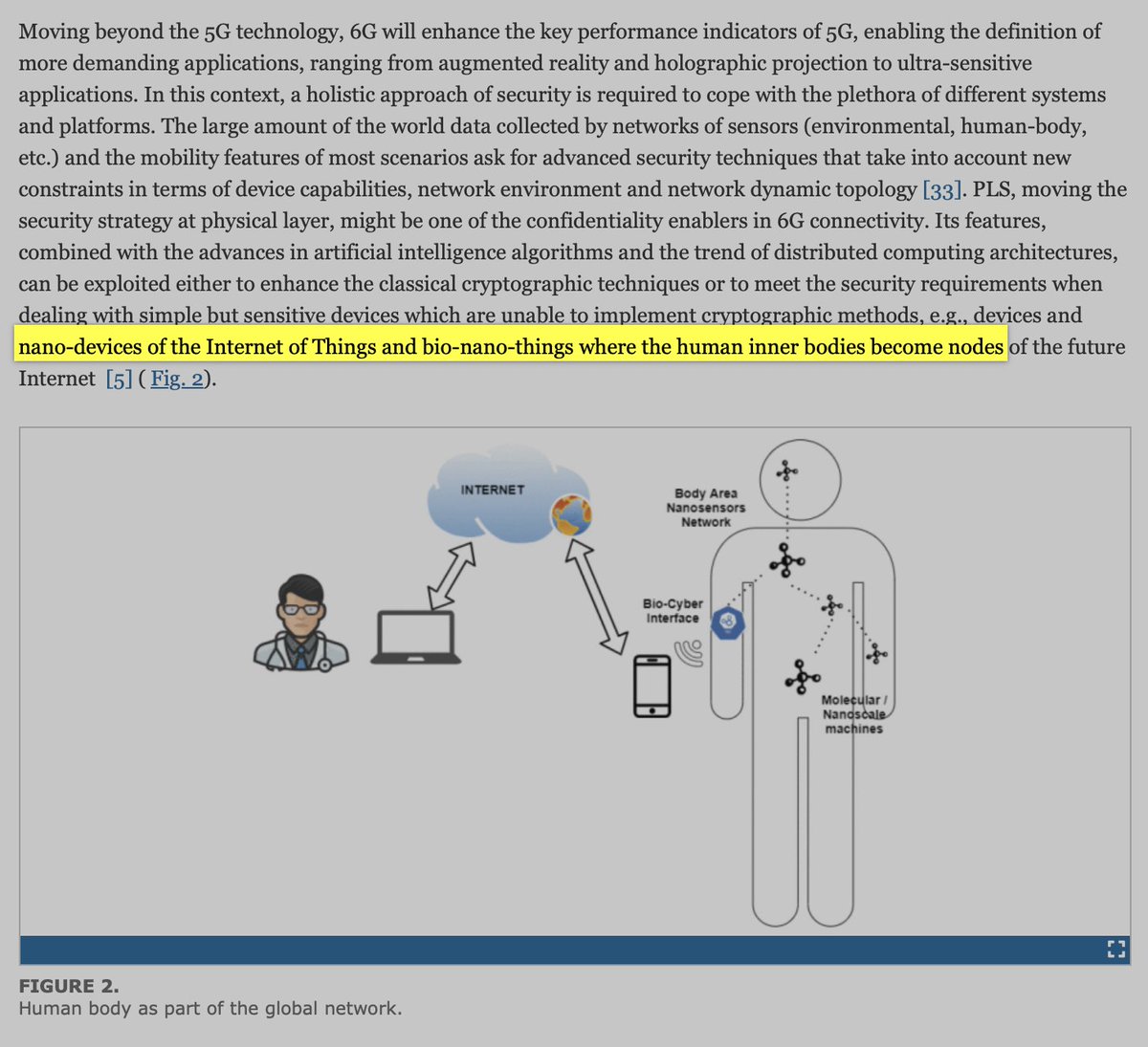 CorinneNokel's tweet image. Pls discuss the Medical Body Area Network (2014) &amp;amp; the #ANSI approved Human to Machine Internet of Bio-Nano Things Medical Bio-Cyber Interface with the public.
You are aware. You were a licensed medical doctor. 
@SecKennedy @IcicLaw ieeexplore.ieee.org/document/95095…
mdpi.com/journal/sensor…
