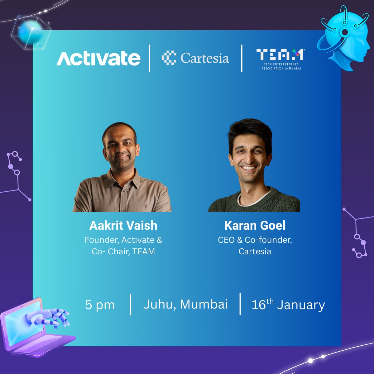 ActivateSignal's tweet image. The MumbAI Sundowner is back! 🌅

This edition is all about #VoiceAI at Scale with @krandiash, CEO @cartesia_ai - powering the future of fast, natural enterprise voice models. Moderated by @aakrit.

👉 RSVP: luma.com/xwbhew36
(Invite Only | Enterprise &amp;amp; Developer Community)