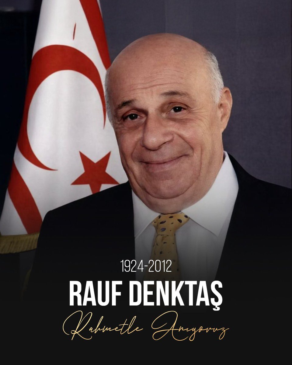 Kuzey Kıbrıs Türk Cumhuriyeti’nin haklı mücadelesinin simge isimlerinden, Rauf Denktaş’ı vefatının yıl dönümünde saygı, minnet ve özlemle anıyoruz.

Yaşamını halkının onuruna, özgürlüğüne ve varlığına adayan Denktaş’ın mücadelesi ve mirası unutulmayacaktır. Ruhu şad olsun. 🕊️