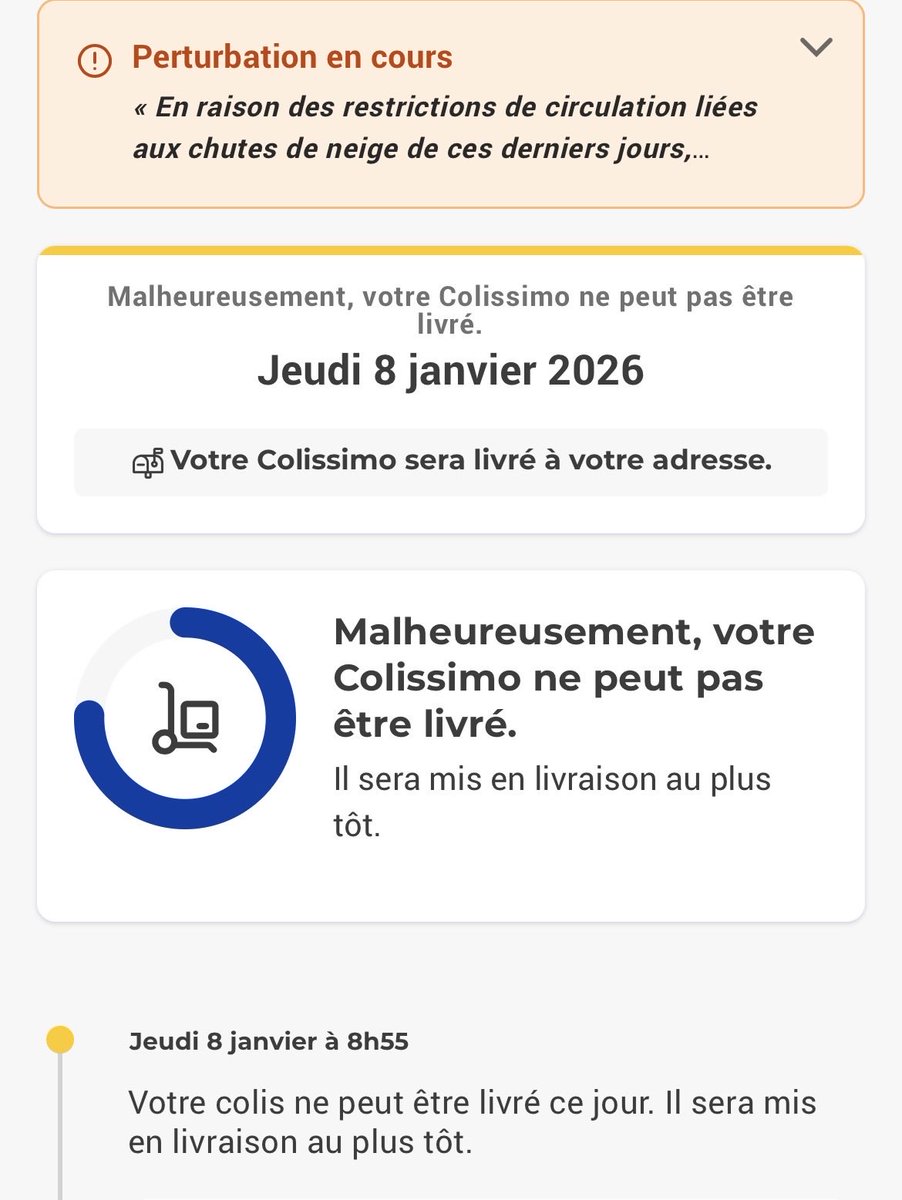 sab_alexis's tweet photo. @damiendidelot @colissimo__fr @lisalaposte On est mardi 13 janvier… plus de neige depuis le 7, l’année commence bien https://t.co/719rSqYggI