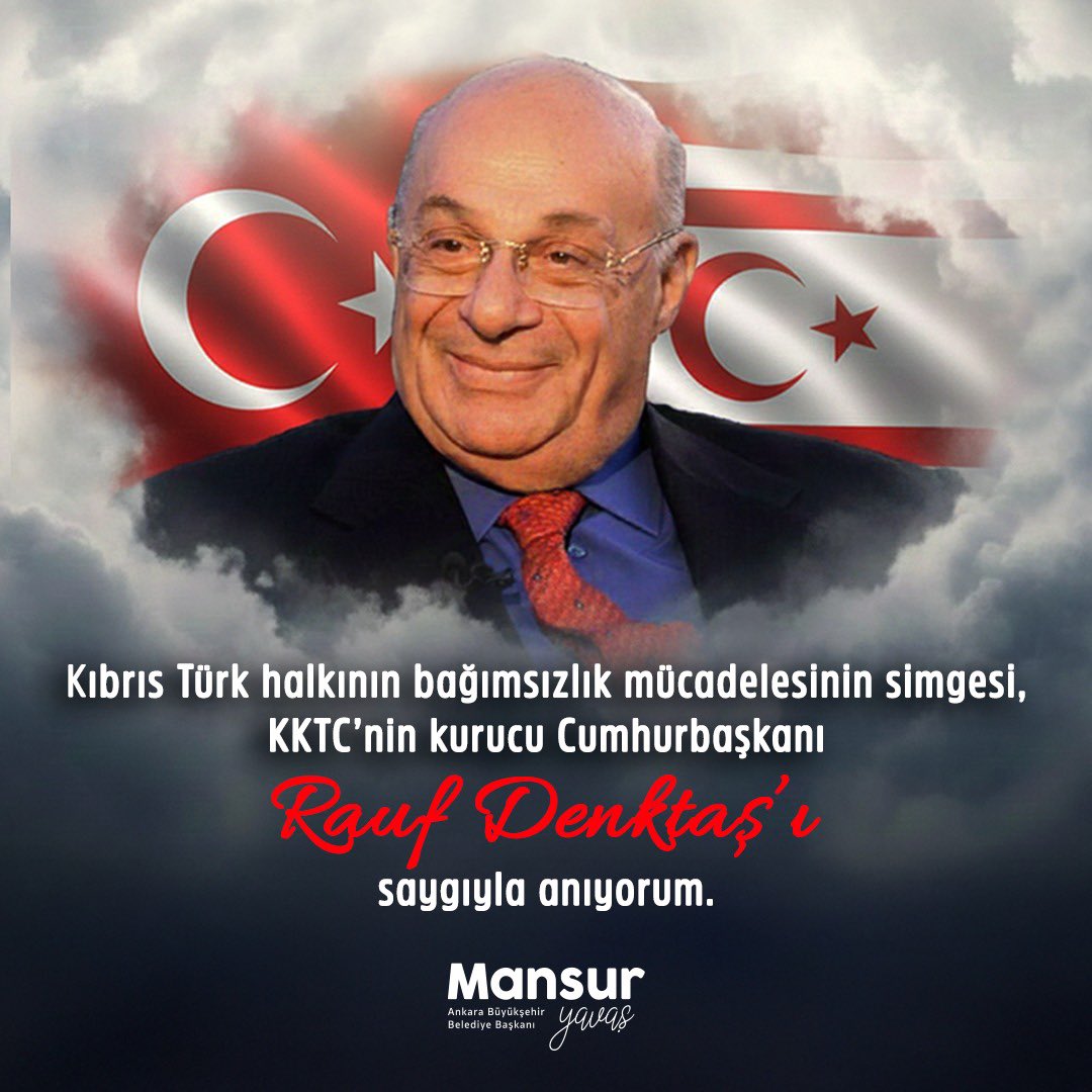 Kuzey Kıbrıs Türk Cumhuriyeti’nin kurucu Cumhurbaşkanı Rauf Denktaş'ı aramızdan ayrılışının yıl dönümünde saygı ve rahmetle anıyorum.
