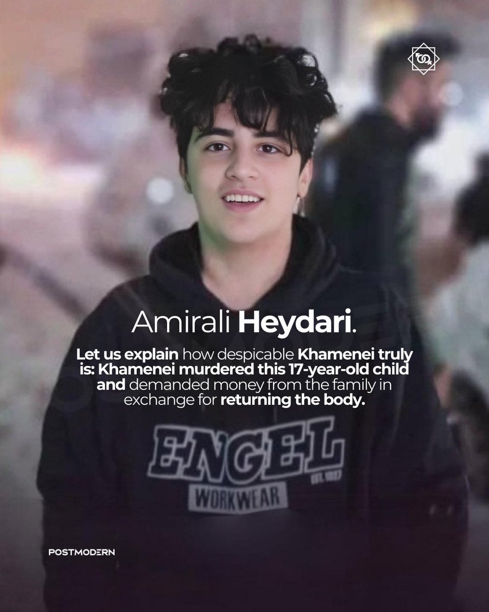 Hamaney’in ne kadar aşağılık olduğunu şöyle anlatalım: Hamaney, 17 yaşındaki bu çocuğu katletti ve cesedini teslim etmek için ailesinden para talep etti. 

Dünya bunu duysun.
—

Let us explain how despicable Khamenei truly is: Khamenei murdered this 17-year-old child and demanded