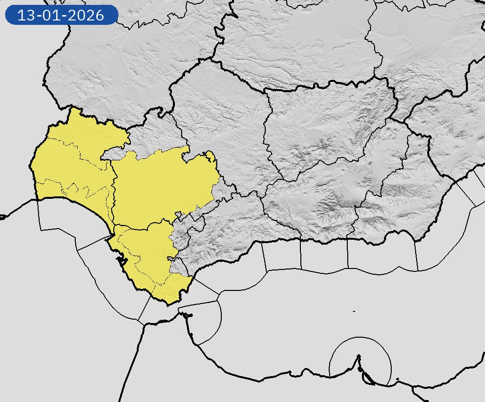 13/01 08:54 AVISOS HOY | Andalucía: lluvias. Nivel máximo de aviso: amarillo.
Actualizaciones en aemet.es/es/eltiempo/pr…