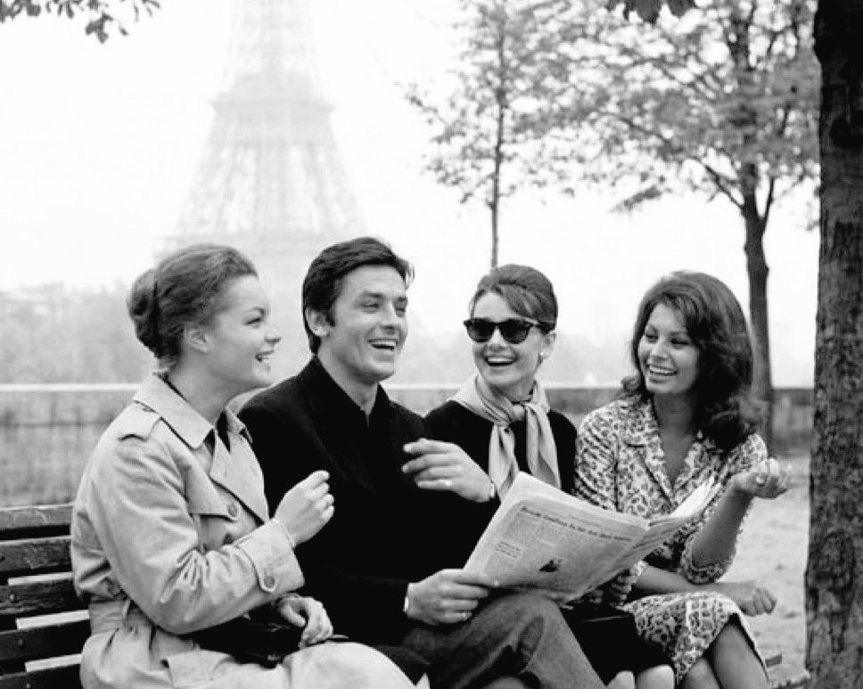 Alain Delon  Romy Schneider, Audrey Hepburn and Sofia Loren (1962).