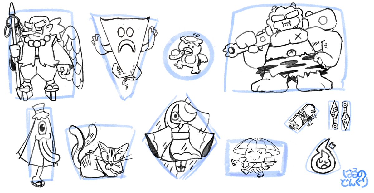 妖怪のキャラクターラフ

カードにしてBGBEに持っていきたい！