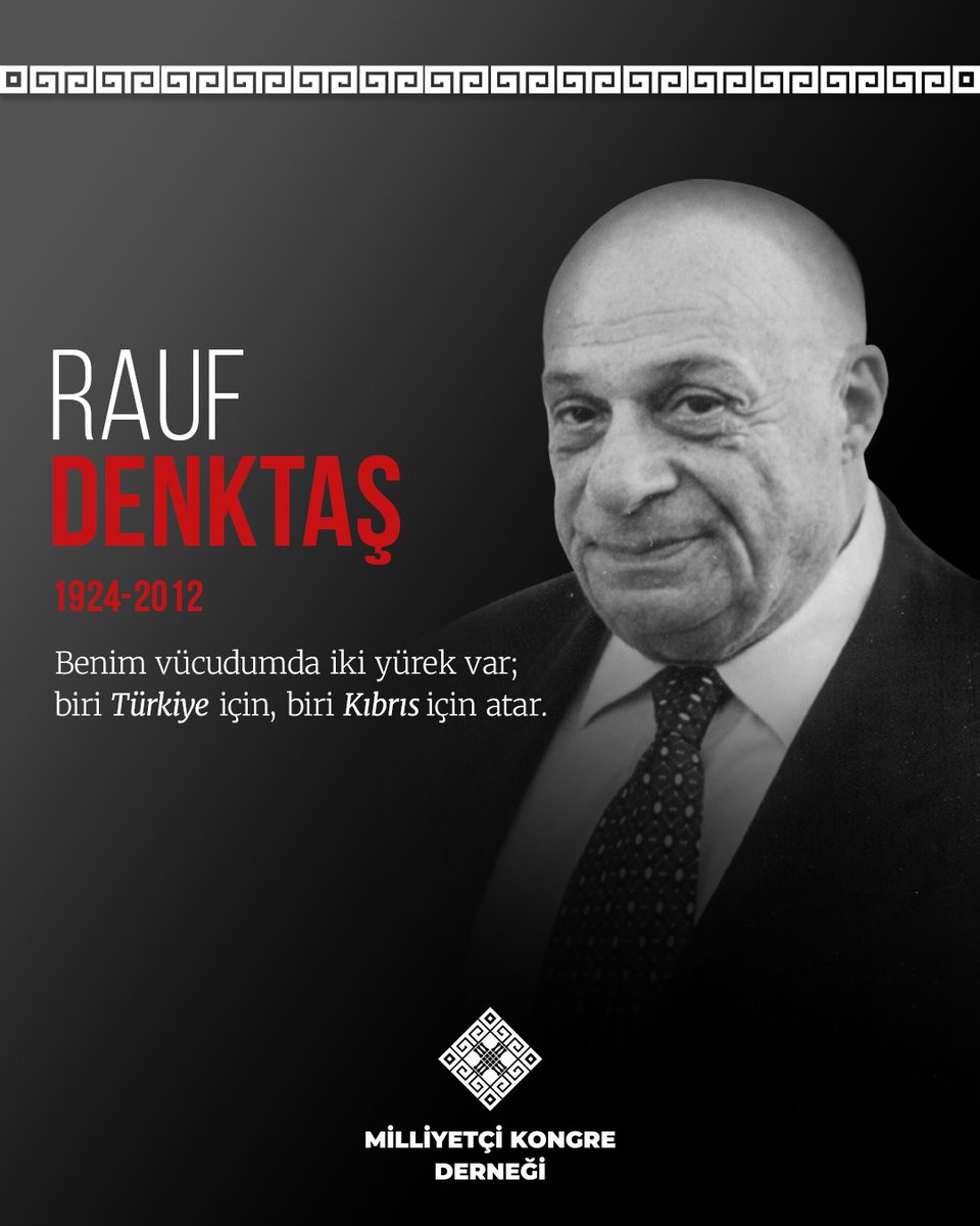 Kıbrıs Türklüğünün varoluş mücadelesine ve bağımsızlığına ömrünü vakfeden, “Toros” Rauf Denktaş'ı vefatının 14. yılında saygı ve minnetle anıyoruz. 

Kıbrıs Türklüğünün onurunu ve siyasal iradesini, en zor dönemlerde dahi geri adım atmayan duruşuyla temsil eden Rauf Denktaş,