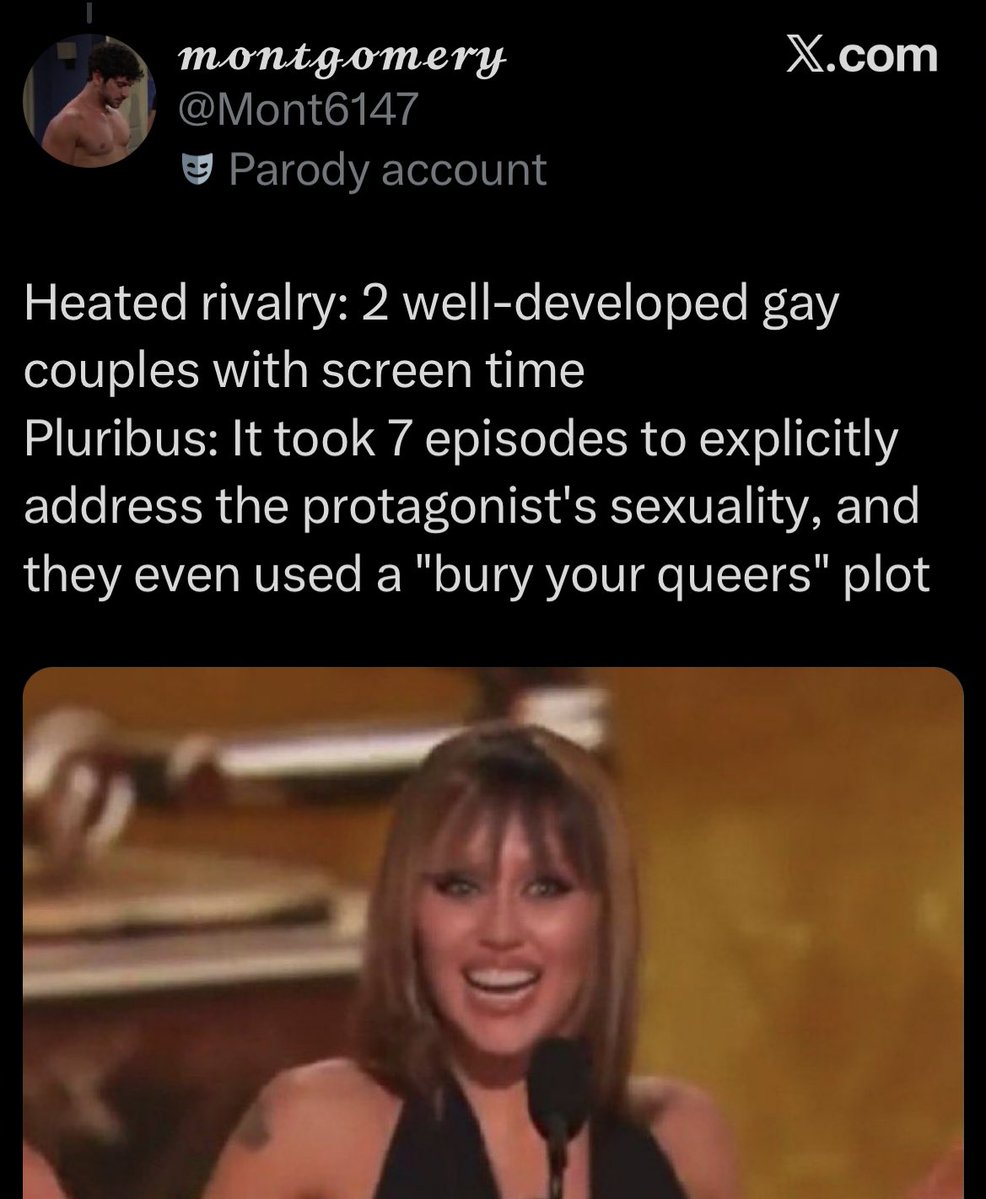 DSMSIX's tweet image. mind you, Carol has a wife on episode one of Pluribus and the two of them have a whole conversation about Carol hiding her sexuality from her fans like 30 min into the pilot…… she shows attraction to Zosia since she arrived… media literacy is dead