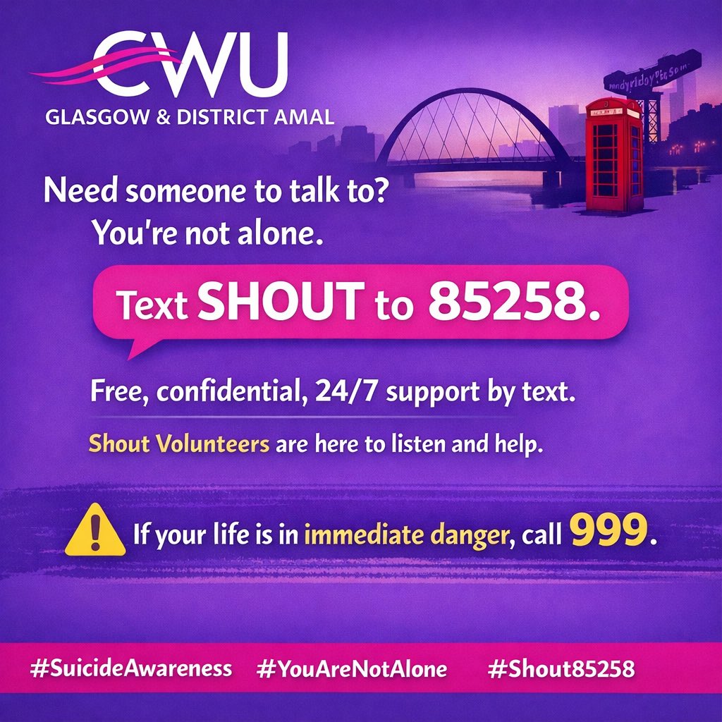 Need someone to talk to? You’re not alone 💙
Text SHOUT to 85258 for free, confidential 24/7 support in the UK.
If you’re in immediate danger, call 999.

#SuicideAwareness #YouAreNotAlone #Shout85258